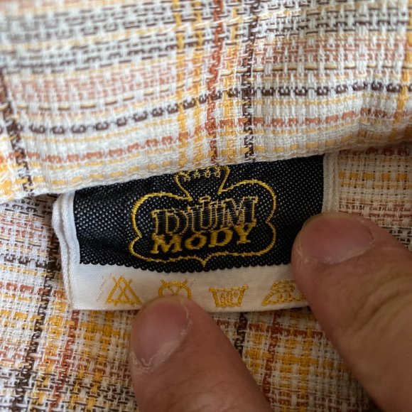 Dum Mody Vintage Yellow Plaid Short Sleeve Button Front Shirt - Picture 4 of 6